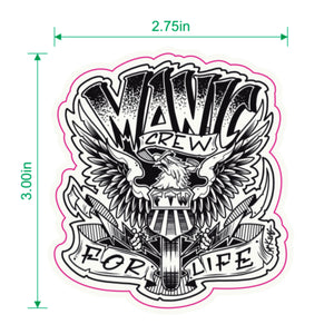 Manic Crew FTW For Life - Black Stickers