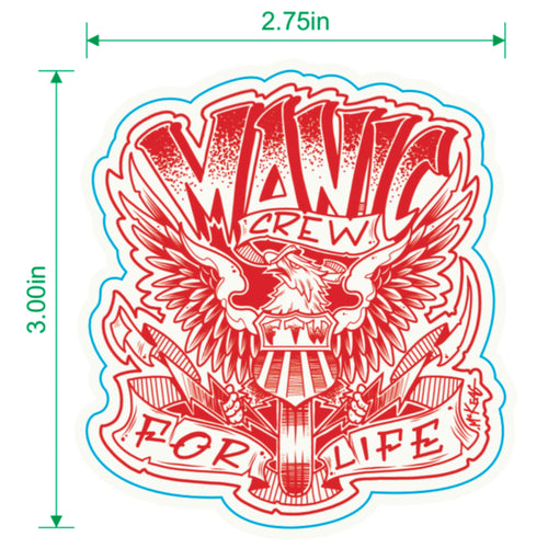 Manic Crew FTW For Life - Red Stickers